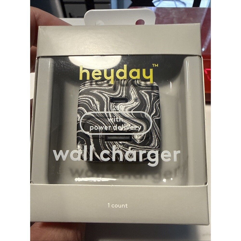 Heyday Artist Series Wall Charger 20W USB-C  + USB-A Power Ports Black Agate NWT
